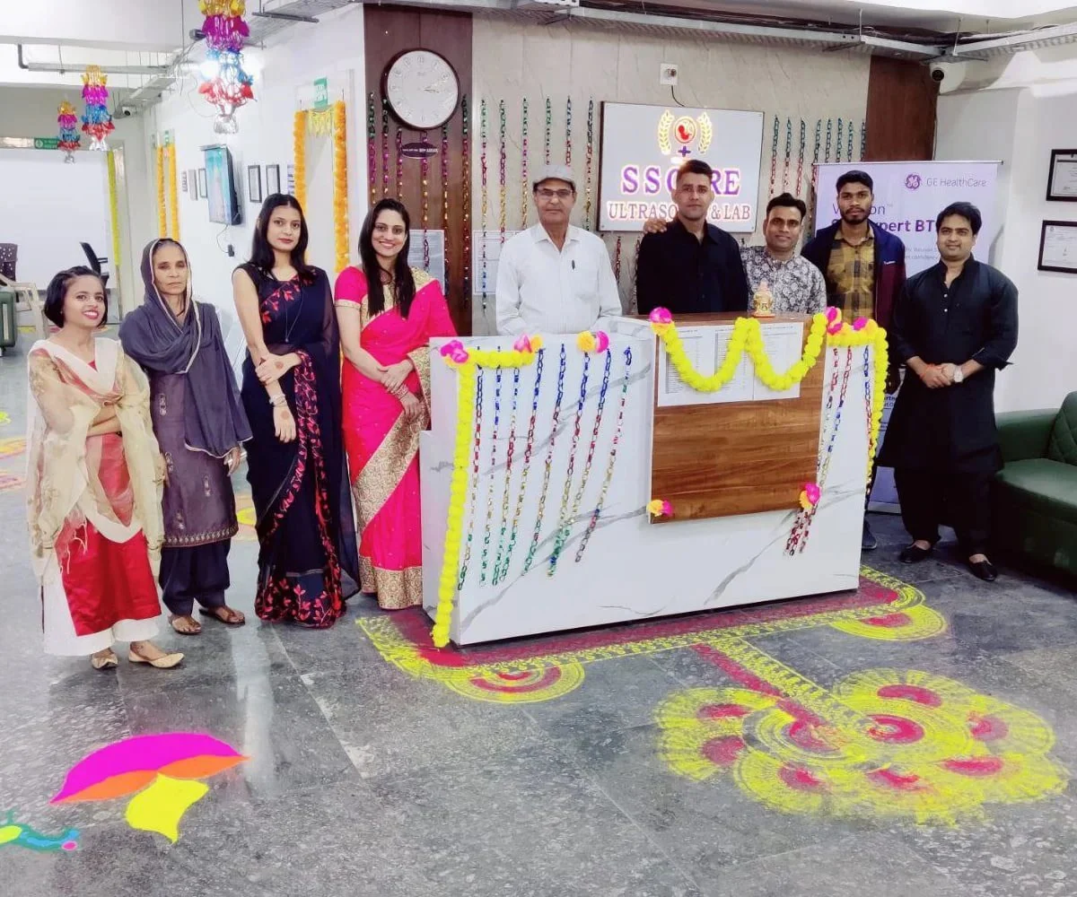 The SS Care Diagnostics team at our reception in Bahadurgarh